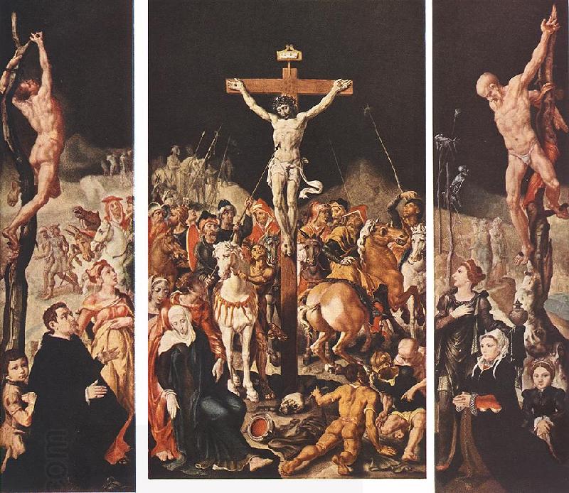 HEEMSKERCK, Maerten van Crucifixion (Triptych) f China oil painting art